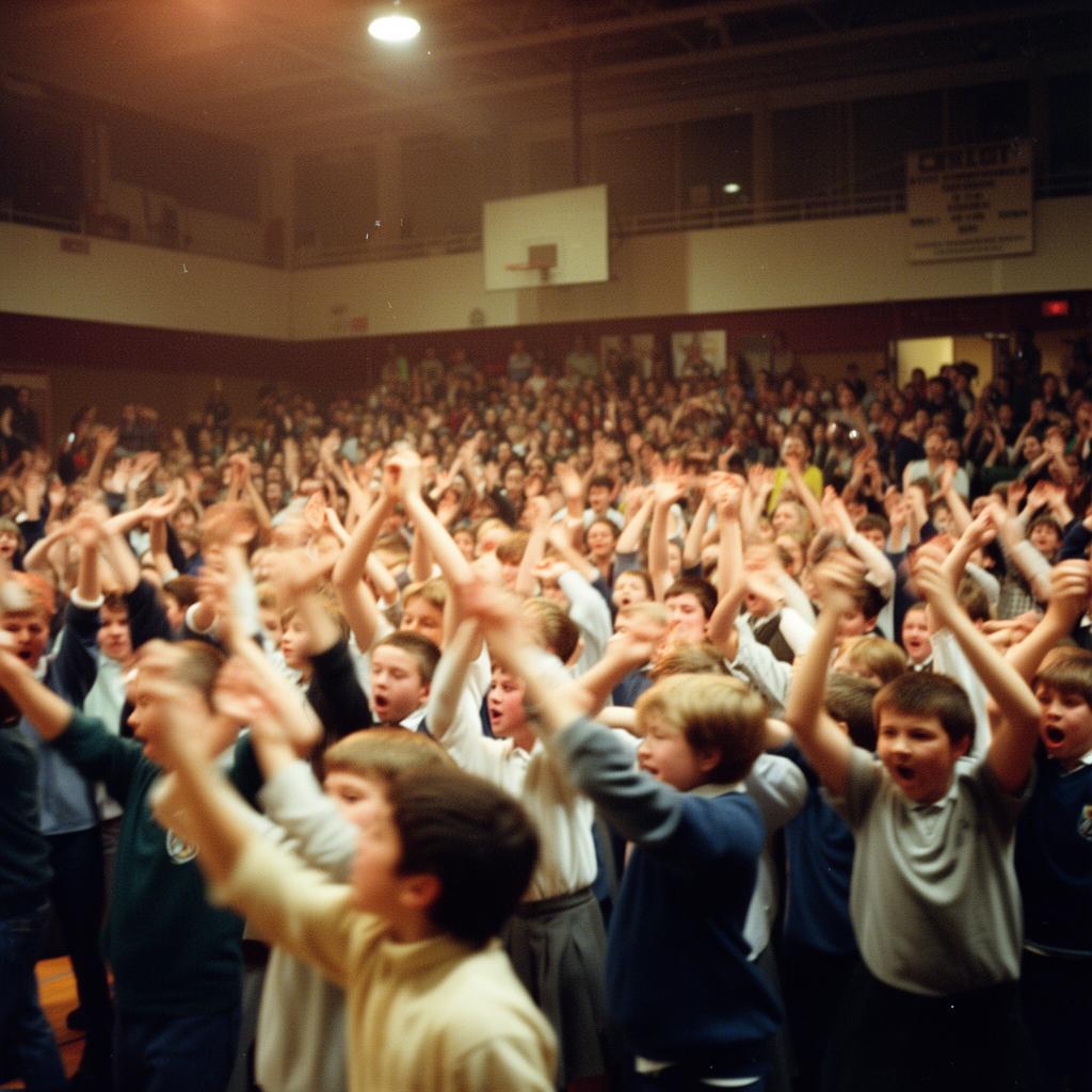 Middle school students gathered at a school event